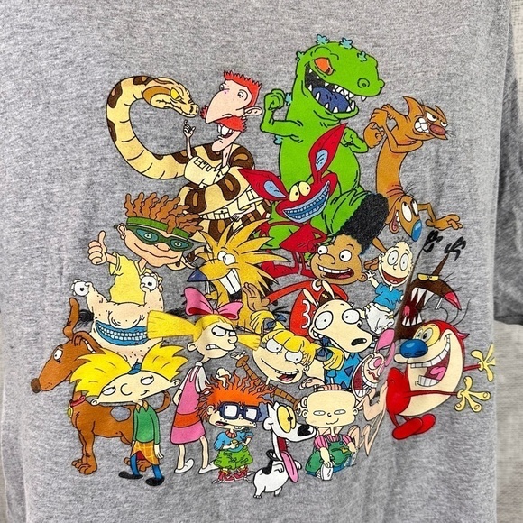 Nickelodeon grey character graphic print crew neck t shirt size L - Picture 2 of 9